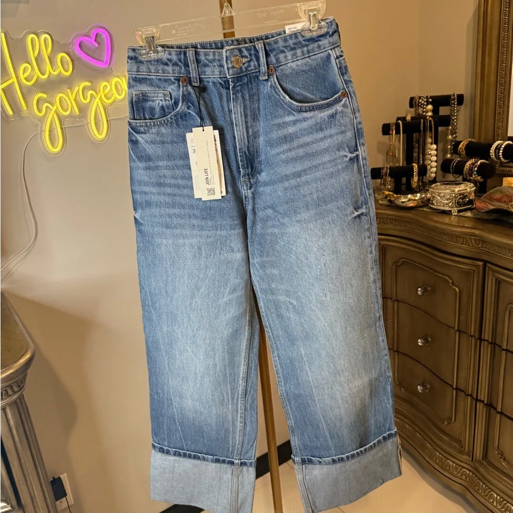 Zara Denim Wide-Leg Pants - Picture 3 of 7
